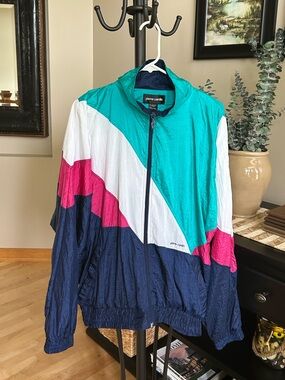 Pierre Cardin Teal, Navy, White Colorblock Windbreaker